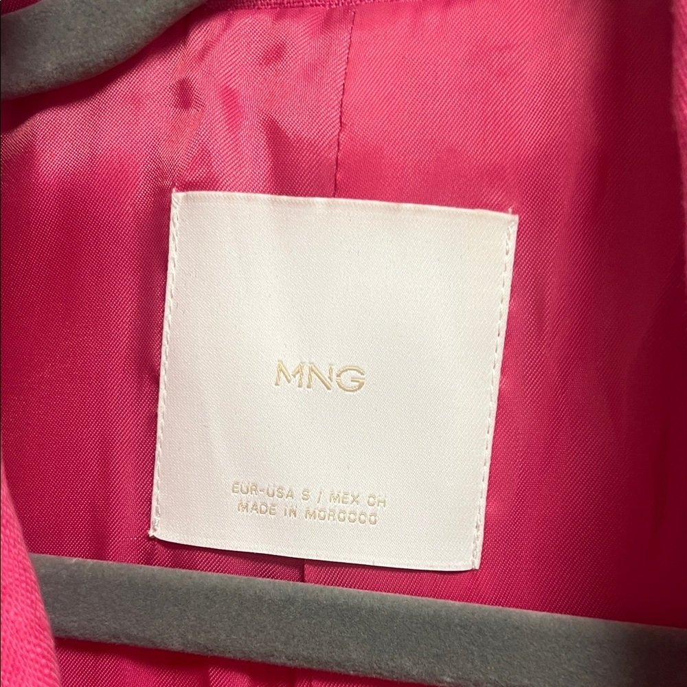 Mango Vibrant Pink Double-Breasted Linen Blazer Small - Picture 2 of 8